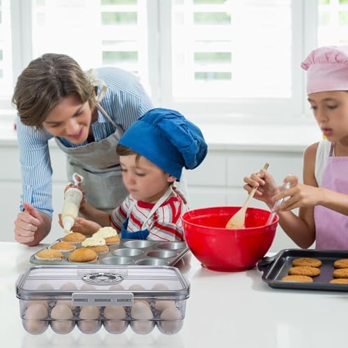 BSTKEY Egg Holder for Refrigerator, 24-Egg Stackable Tray
