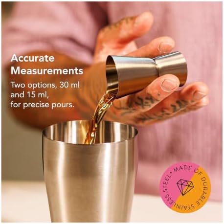 Vacu Vin Cocktail Set Plus, 7-Piece Stainless Steel Bartender Kit with