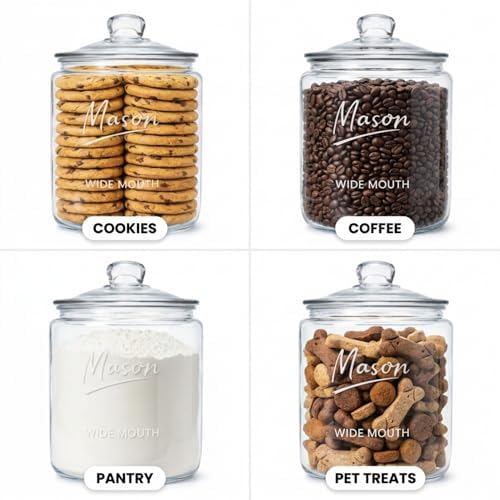 1 Gallon Mason Glass Jar with Lid – Wide Mouth Glass Storage Jar with