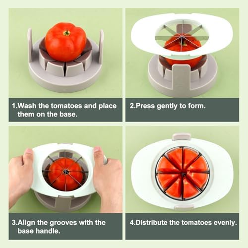 Fruit Cutter Slicer, 4 in 1 Apple Corer Remover Green 430 Stainless