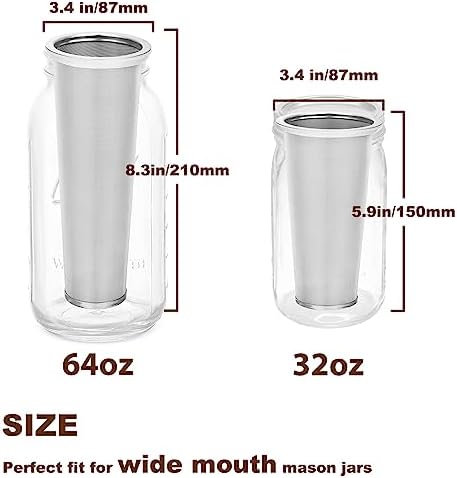 Cold Brew Coffee Filter for 32 OZ Wide Mouth Mason Jar, 304 Stainless