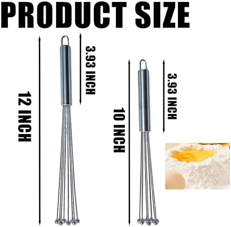 Stainless Steel Whisk, Metal Whisk for Kitchen Cooking & Egg Mixing