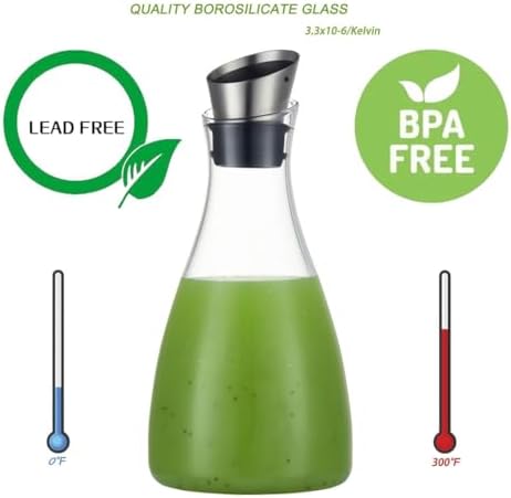 Purefold 50 Oz Borosilicate Glass carafe with Lid 1.5 Liter Glass