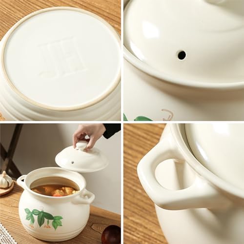 Ceramic Casserole Clay Pot with Lid, Earthenware Casserole Pot