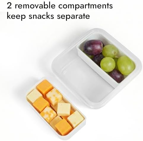 carrotez 2 Compartment Small Snack Containers, 1.1 cup - 2 Pack