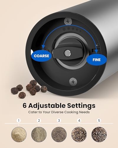 Rechargeable Electric Salt and Pepper Grinder Set, Charging Base