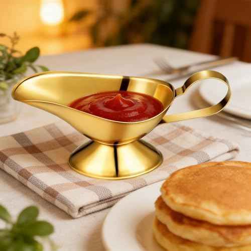 MAGICLULU Stainless Steel Gravy Boat with Pour Spout for Steak Sauce