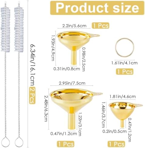 GORGECRAFT 3Pcs Small Metal Funnel Set 2.5x3in 1.9x2.2in 1.5x1.8in