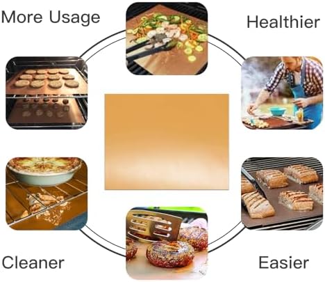 4 Pack Large Copper Oven Liners for Bottom of Oven BPA and PFOA Free