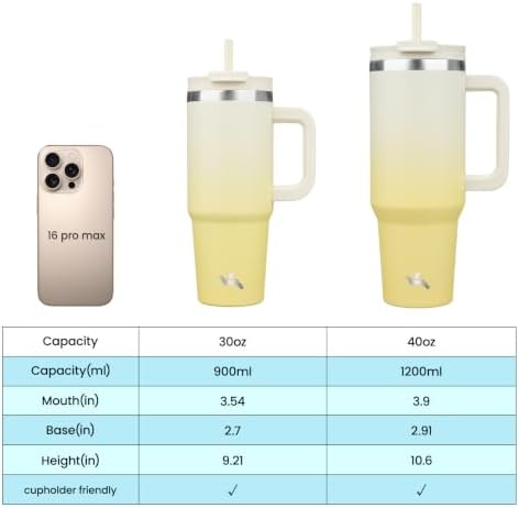 Konokyo 30 oz Insulated Tumbler Water Bottle with Handle, Straw Lid