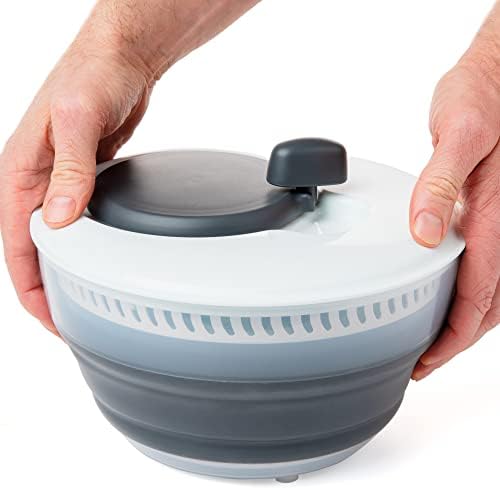 Prepworks by Progressive 3 Quart Space Saving Folding Collapsible Drainer, & Colander for Salad Preparation and Food Washing (Grey)