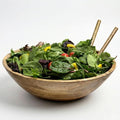 Extra Large Wooden Salad Bowl 15" with Serving Utensils - Large Wood