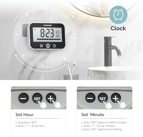 KADAMS Waterproof Shower Timer Clock, Black