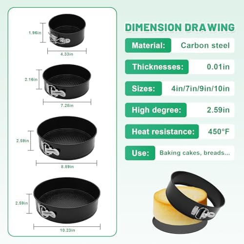 Springform Cake Pan Set,Non-Stick Springform Pans Set of 4