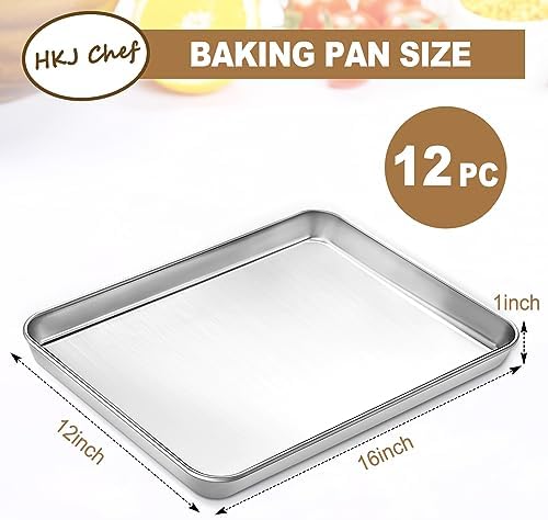 Baking Sheet Pan Set of 12, Stainless Steel Cookie Sheet for Baking