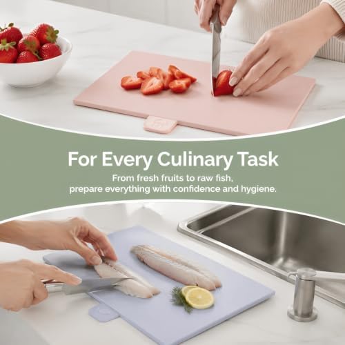 Color Coded Cutting Board Set with Holder, 4 Pcs