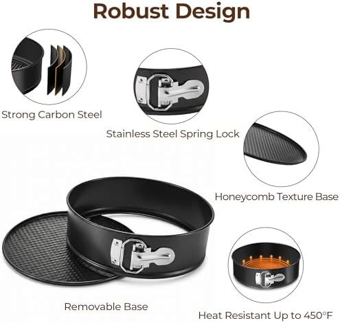 Springform Pan Set, 4, 7, 9 Inch, Removable Bottom for Easy Release