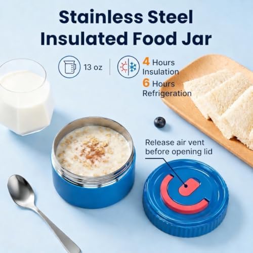 Bento Lunch Box 1283ML/ 43 oz with 391 ML/ 13 oz Food Jar, Ice Pack