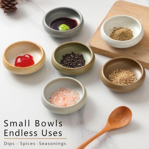 Ceramic Dipping Bowls Set of 6, 3 oz Sauce cups Bowls with Speckled