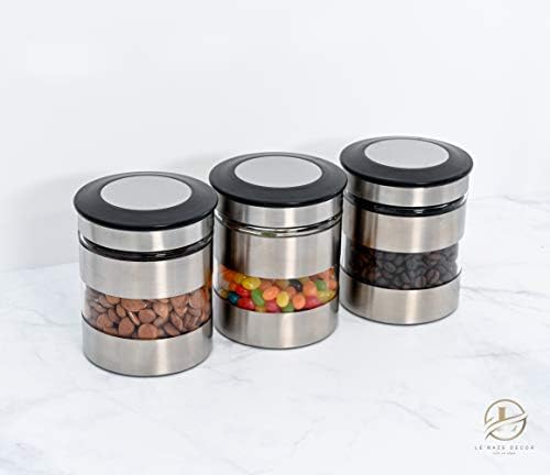 Le'raze Quality Stainless Steel Canister Set of 3 for Kitchen Counter