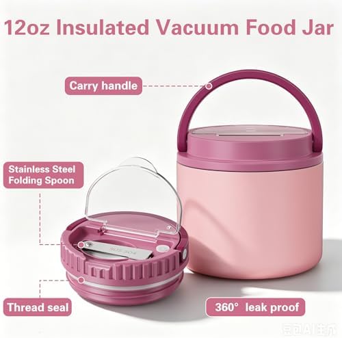 12oz Thermo for Hot Food Kids,Wide Mouth Insulated Vacuum Food