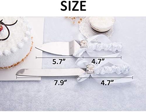 TIHOOD Set of 2 Rustic Wedding Cake Knife and Serving Set with Twine