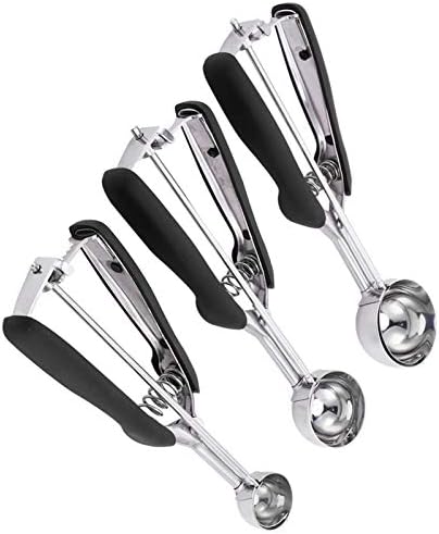 3PCS Ice Cream Scoop Set, Stainless Steel Cookies Scoop with Effort