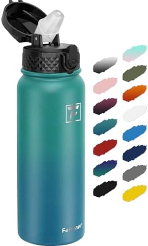Fanhaw 20oz Kids Stainless Steel Water Bottle with Straw Lid, Green