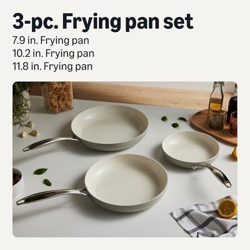 Amazon Basics Ceramic Nonstick Frying Pan Set, 3-Piece Cookware Set