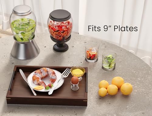 Fibogollo Walnut Wood Serving Trays with Metal Handles(Medium)