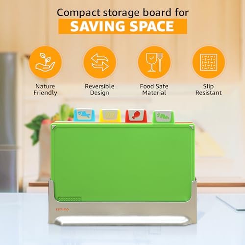 Cutting Board Set 12"L x 9"W: 4-Piece Color-Coded, Non-Slip, BPA-Free