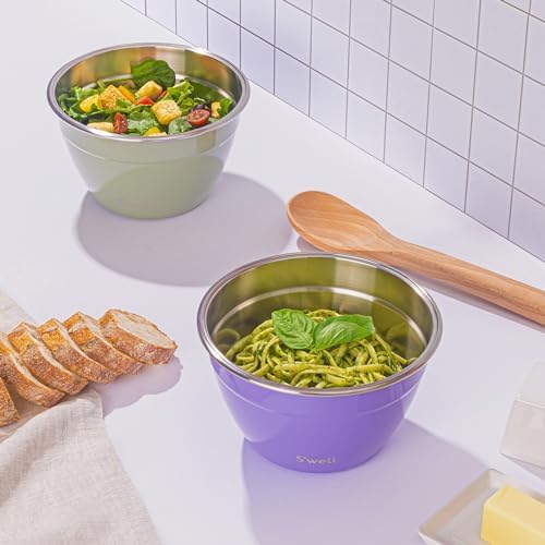 S'well Stainless Steel Salad Bowl Kit 64oz, Mountain Sage, Comes with