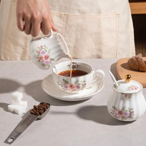 Sweejar Royal Ceramic Sugar and Creamer Set Cream Pitcher, Sugar Bowl