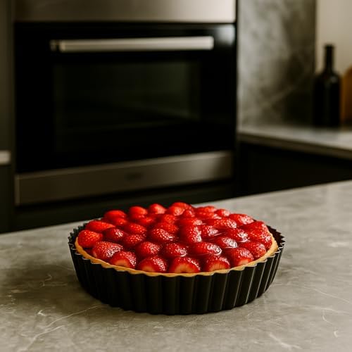 Set of 3 Deep Dish Pie Pan with Removable Bottom - Fluted Carbon Steel