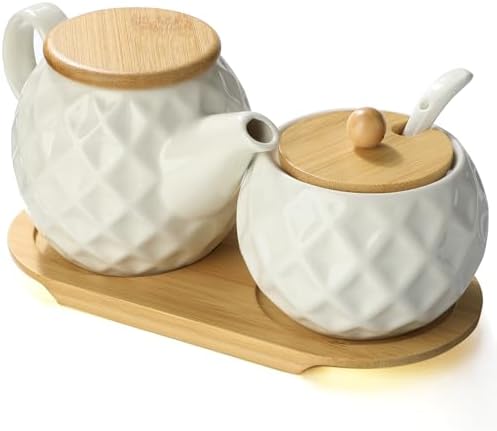 Ceramic Creamer & Sugar Sets,12oz Cream Pitcher, 7.5oz Sugar Bowl with