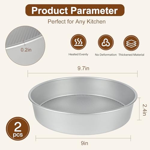 9 Inch Round Cake Pan Set of 2, Nonstick Heavy-Duty Steel
