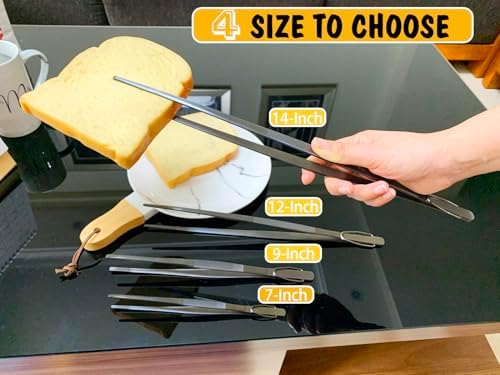 JETKONG 9 12 14 Inch Extra Long Kitchen Tweezers Heavy Duty Stainless