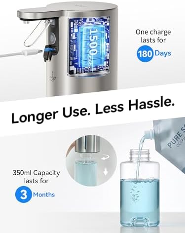 SUNLY Electric Liquid Soap Dispenser, 11.8oz Press-to-Dispense Soap