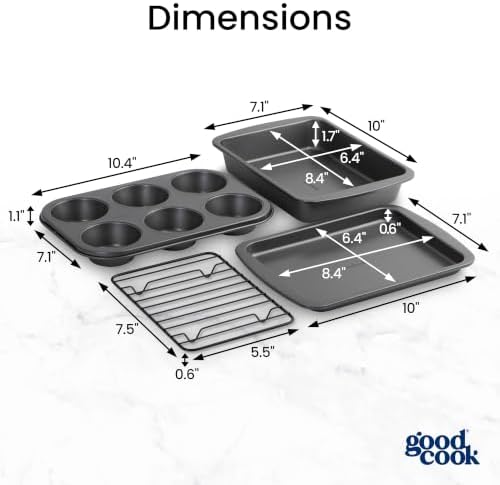 GoodCook 4-Piece Nonstick Steel Toaster Oven Set with Sheet Pan, Rack