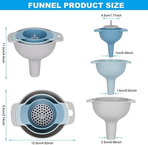 Kitchen Funnels for Filling Bottles,Funnels Set of 3,Oil Funnel,Tough