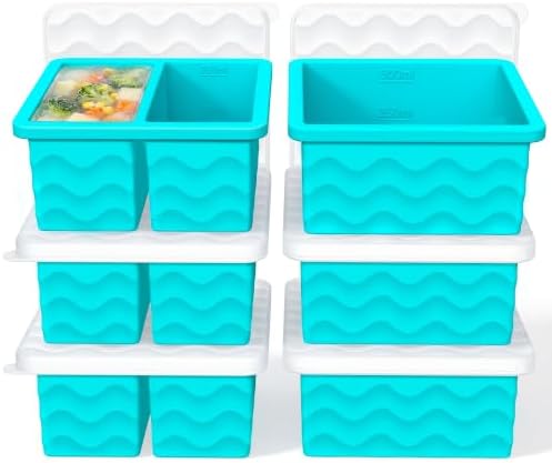 Silicone Freezer Molds, Silicone Freezer Trays with Lid, 6-Pack, Blue