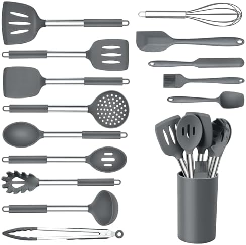 Onader Kitchen Cooking Utensils Set, 15-Piece, Grey
