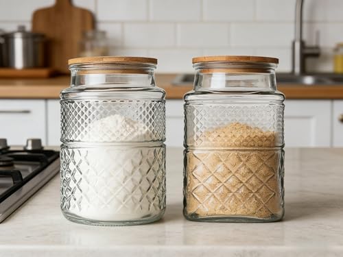 60 FL OZ/0.5 Gal Vintage Glass Storage Jar with Airtight Lid Set of 2
