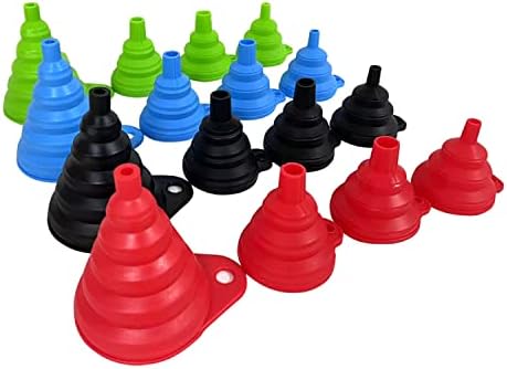 Set of 4 Silicone Collapsible Kitchen Funnel - X-Small to Large Sizes