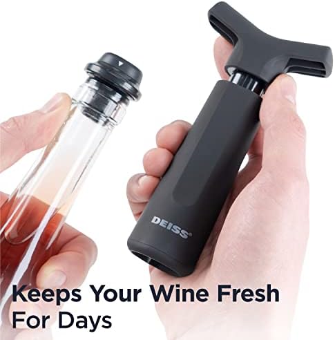 Deiss PRO Vacuum Pump Wine Saver with 3 x Wine Bottle Stopper