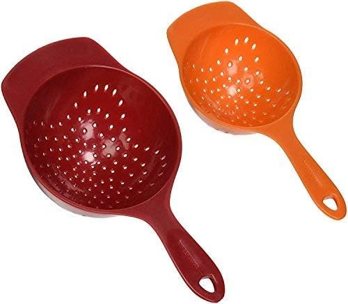 Mini Colanders Set 2 Plastic Pack Kitchen Mesh Food Strainers Colander Handles - Image 4