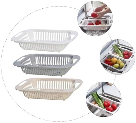 3 Piece Expandable Colander Basket Set, PP over Sink Strainers