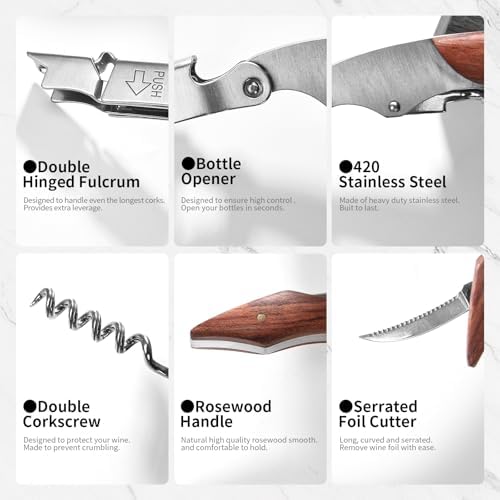 Wine Opener, Wine key, Corkscrew, Wine Bottle Opener w/Foil Cutter