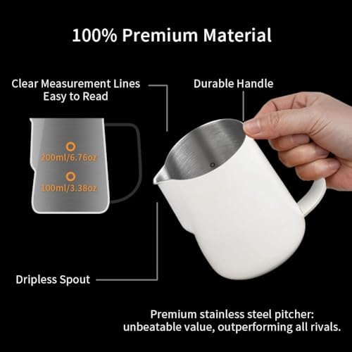 watchget Milk Frothing Pitcher 250ml/8oz Stainless Steel Espresso
