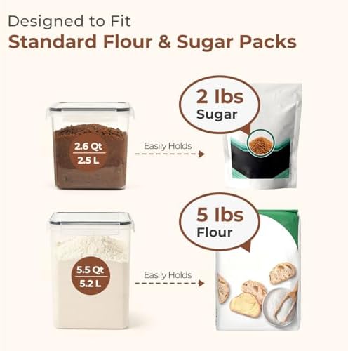 ComSaf 3 Pack Airtight Flour and Sugar Containers